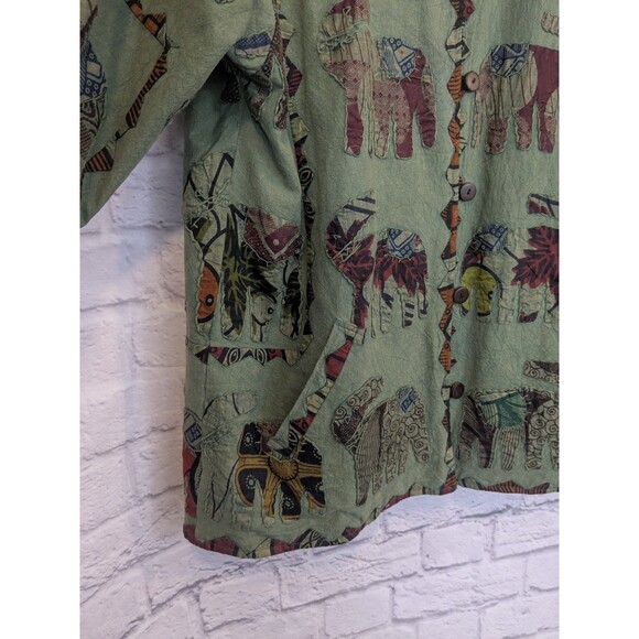 Silver Stream Green Elephant Applique Jacket Boho Art t Wear Reversible One Size - Picture 11 of 11